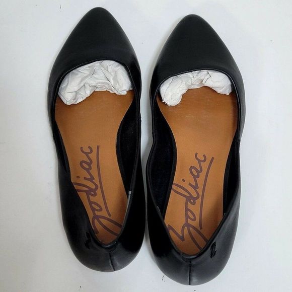 ZODIAC Womens 7 EU37 Black‎ Leather Hill Pointed Toe Slip On Flats - Picture 6 of 9